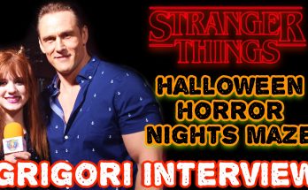 Piper Reese interviewing Andrey Ivchenko from Stranger Things at Halloween Horror Nights